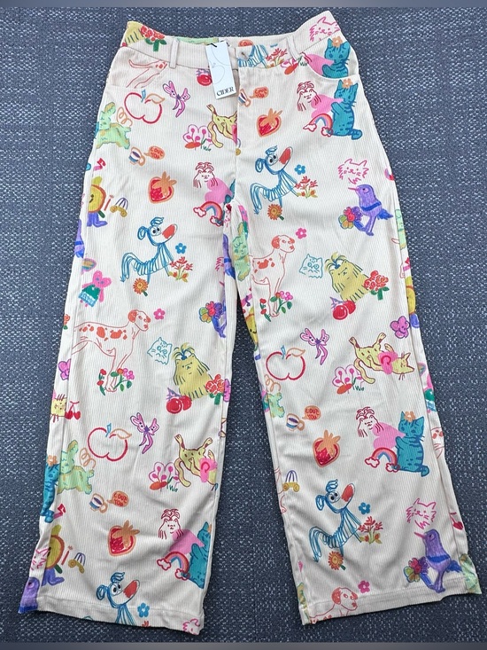 Cider Pants - NWT Cider Corduroy Mid Rise Animal & Fruit Graphic Wide Leg Trousers - Women’s